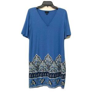 J. Jill Wearever Collection Blue Paisley Print Hem A Line Dress